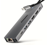 AXAGON HMC-7HX2, USB 5Gbps hub, 2x USB-A, USB-C, 2x HDMI 4k/60Hz, RJ-45 GLAN, PD 100W, kábel USB-C 15cm