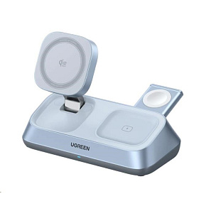 UGREEN magnetická bezdrátová nabíječka 3v1 MagFlow Qi2.2, 25W, MagSafe, stříbrná UGREEN magnetická bezdrátová nabíječka 3v1 MagFlow Qi2.2, 25W, MagSafe, stříbrná