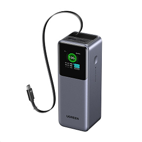 UGREEN powerbanka s rychlým nabíjením 20000mAh 3-port s displejem, Li-ion, 165W, 2x USB-C, 1x USB-A, stříbrná UGREEN powerbanka s rychlým nabíjením 20000mAh 3-port s displejem, Li-ion, 165W, 2x USB-C, 1x USB-A, stříbrná