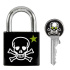 Master Lock Visací zámek  z pevného hliníku 3430EURDSKULL - 30mm