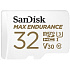 SanDisk MicroSDHC karta 32GB MAX Endurance + adaptér, 15,000 hodin