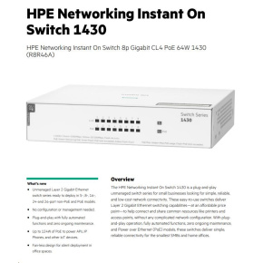 HPE Networking Instant On Switch 8p Gigabit CL4 PoE 64W 1430