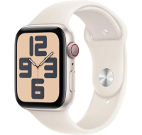 Apple Watch SE (2024) GPS + Cellular 40mm Starlight Aluminium Case with Starlight Sport Band - S/M