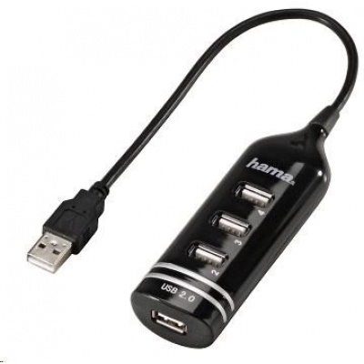 Hama USB 2.0 HUB 1:4, čierny