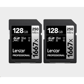 Lexar SDXC Pro 1667X UHS-II U3 R250/W120 (V60) 128G - 2pack