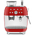 Smeg EGF03RDEU Retro Style pákový kávovar, červený, integrovaný mlýnek, 20 bar, 2,4 l, 1650 W