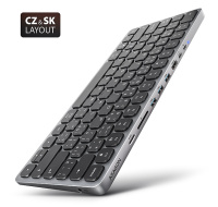 AXAGON HMC-KB-CS, USB 5Gbps hub s CZ/SK klávesnicou, HDMI 4K/60Hz, 3x USB-A, SD/mSD, audio, PD 100W, kábel USB-C 60cm