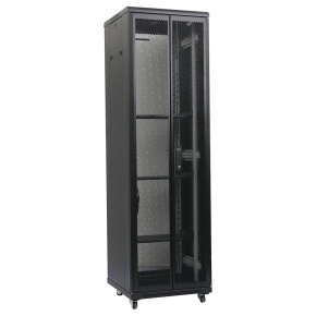 XtendLan 19" stojanový rozvaděč 42U 800x1000, nosnost 1000kg, perforované dveře i záda, kolečka, rozložený, černý