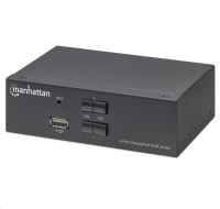 Manhattan DP přepínač, 2-Port DisplayPort KVM Switch, 4K@60Hz, černá