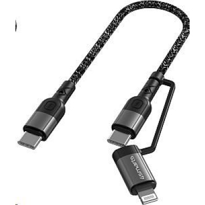 4smarts datový a nabíjecí kabel ComboCord 60W 2v1 USB-C -> USB-C/Lightning, délka 3m, černá