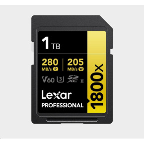 Lexar SDXC Pro 1800x U3 UHS-II R280/W210 (V60) 1TB Lexar SDXC Pro 1800x U3 UHS-II R280/W210 (V60) 1TB