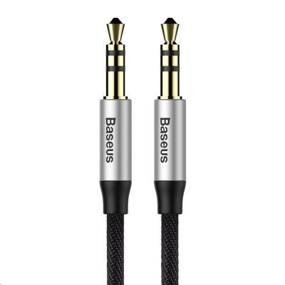 Baseus Yiven Series audio kábel 3,5 mm Jack 0,5 m, strieborno-čierny