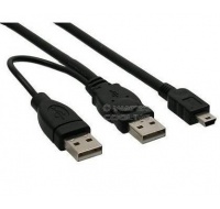 Kábel USB PREMIUMCORD 2.0 napájací Y kábel A/M + A/M -- A/M mini 0.4m + 0.5m