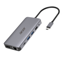 Kľúč ACER 12v1 typu C: 2 x USB3.2, 2 x USB2.0, 1x SD/TF, 2 x HDMI, 1 x PD, 1 x DP, 1 x RJ45, 1 x 3.5 Audio