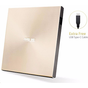 BAZAR - ASUS DVD ZenDrive SDRW-08U9M-U GOLD, External Slim DVD-RW, USB Type-C/Type-A, M-DISC - Poškozený obal (Komplet)