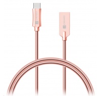 CONNECT IT Wirez Steel Knight USB-C (typ C) - USB-A, kovová ružovo-zlatá farba, 1 m