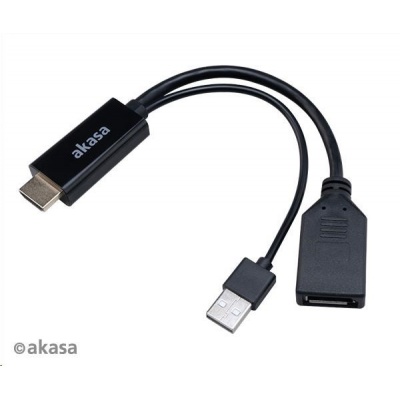 AKASA kabel  redukce HDMI na DisplayPort, with USB power cable 4K@60Hz, 25cm