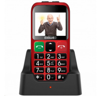 EVOLVEO EasyPhone EB, mobilný telefón pre seniorov s nabíjacím stojanom, červený