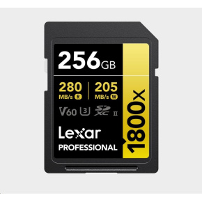 Lexar SDXC Pro 1800x U3 UHS-II R280/W210 (V60) 256GB Lexar SDXC Pro 1800x U3 UHS-II R280/W210 (V60) 256GB