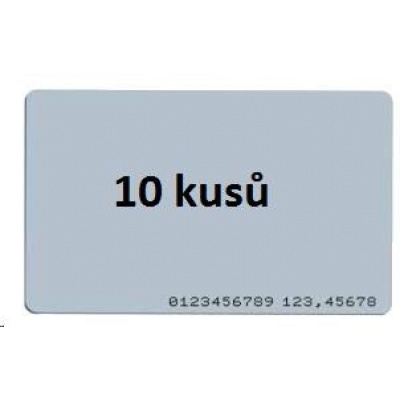 Karta ISO v balení 10 ks , RFID 125 kHz EM4200, RO, vytlačené číslo štítku na karte