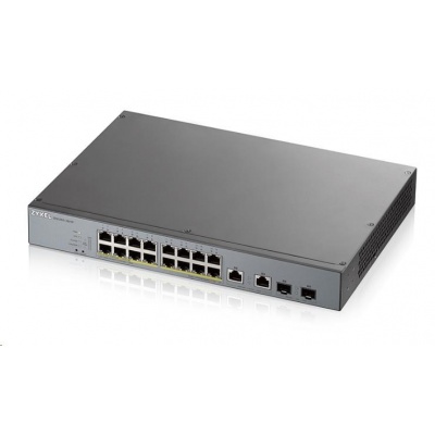Zyxel GS1350-18HP 18portový inteligentný spravovaný CCTV PoE switch, dlhý dosah, 250W, 16x GbE, 2x combo RJ45/SFP