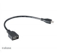 AKASA USB OTG Micro USB samec na USB typ A samica redukčný kábel, 15 cm