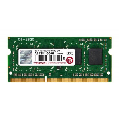 SODIMM DDR3 4GB 1600MHz TRANSCEND JetRam™, 512Mx8 CL11, maloobchodný predaj