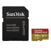 Karta SanDisk micro SDXC 256 GB Extreme PLUS (200 MB/s Class 10, UHS-I U3 V30) + adaptér