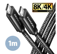 AXAGON BUCM432-CM10AB, NewGEN+ kábel USB-C <-> USB-C, 1m, USB4 Gen 3×2, PD 100W 5A, 8K HD, ALU, opletenie, čierny