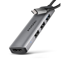 AXAGON HMC-H3A, USB 5Gbps hub, 3x USB-A, HDMI 4k/30Hz, kábel USB-C 15cm