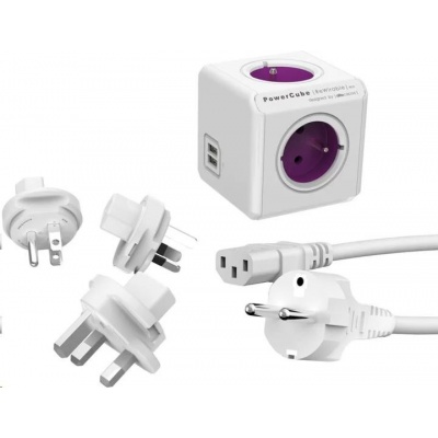 Allocacoc PowerCube ReWirable USB + Travel Plugs + IEC white/purple