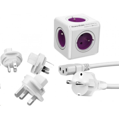 Allocacoc PowerCube ReWirable + Travel Plugs + IEC white/purple