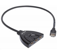 Manhattan HDMI Switch, 3-portový prepínač HDMI, 1080p, čierny