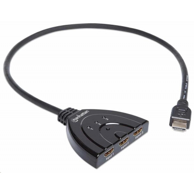 Manhattan HDMI Switch, 3-portový prepínač HDMI, 1080p, čierny