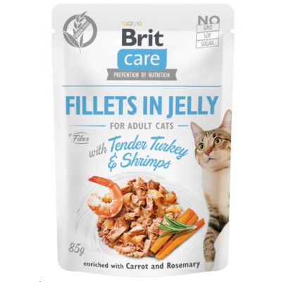 Kap.Brit Care Cat Fillets in Jelly with Tender Turkey & Shrimps 85 g