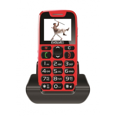EVOLVEO EasyPhone, mobilný telefón pre seniorov s nabíjacím stojanom (červený)