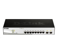 D-Link DGS-1210-10 10portový gigabitový prepínač Smart+, 8x GbE, 2x SFP, bez ventilátora