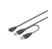 Kábel USB PREMIUMCORD 3.0 2xA - micro (M/F) 30cm DUAL (prídavné napájanie)