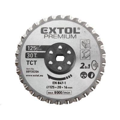 Extol Premium (8893020A) kotouč řezný, na kov a dřevo, 125x20x16mm, 38T, pro 8893020
