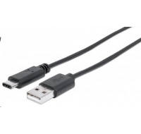 MANHATTAN USB kábel 2.0 C, C samec / A samec, 1 m, čierna