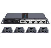 PREMIUMCORD HDMI 1-4 splitter+extender cez CAT6/6a/7, FULL HD, 3D