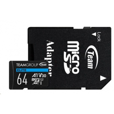 Karta TEAM MicroSDXC 64GB ELITE A1 V30 UHS-I U3 (100/50 MB/s) + SD adaptér