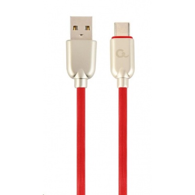 GEMBIRD Kabel CABLEXPERT USB 2.0 AM na Type-C kabel (AM/CM), 1m, pogumovaný, červený, blister, PREMIUM QUALITY