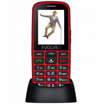 EVOLVEO EasyPhone EG, mobilný telefón pre seniorov s nabíjacím stojanom, červený