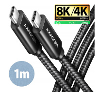 AXAGON BUCM4X-CM10AB NewGEN+ kábel USB-C <-> USB-C, 1m, USB4 Gen 3×2, PD 240W 5A, 8K HD, ALU, opletenie, čierny