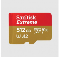 Karta SanDisk micro SDXC 512GB Extreme (190 MB/s Class 10, UHS-I U3 V30) + adaptér