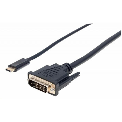 Manhattan kábel USB-C na DVI, 2 m, čierny