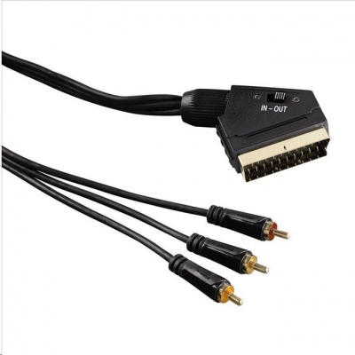 Hama video kábel SCART vidlica - 3 cinch vidlice AV, IN/OUT, 1,5m