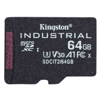 Kingston 64GB microSDXC Industrial C10 A1 pSLC karta v jednom balení