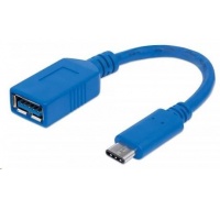 MANHATTAN USB kábel 2.0 A - USB 3.1 C (F/M), modrá